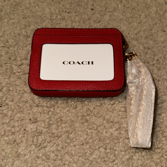 Coach Zip Card Case Size OS Color Red Gold - Picture 4 of 6